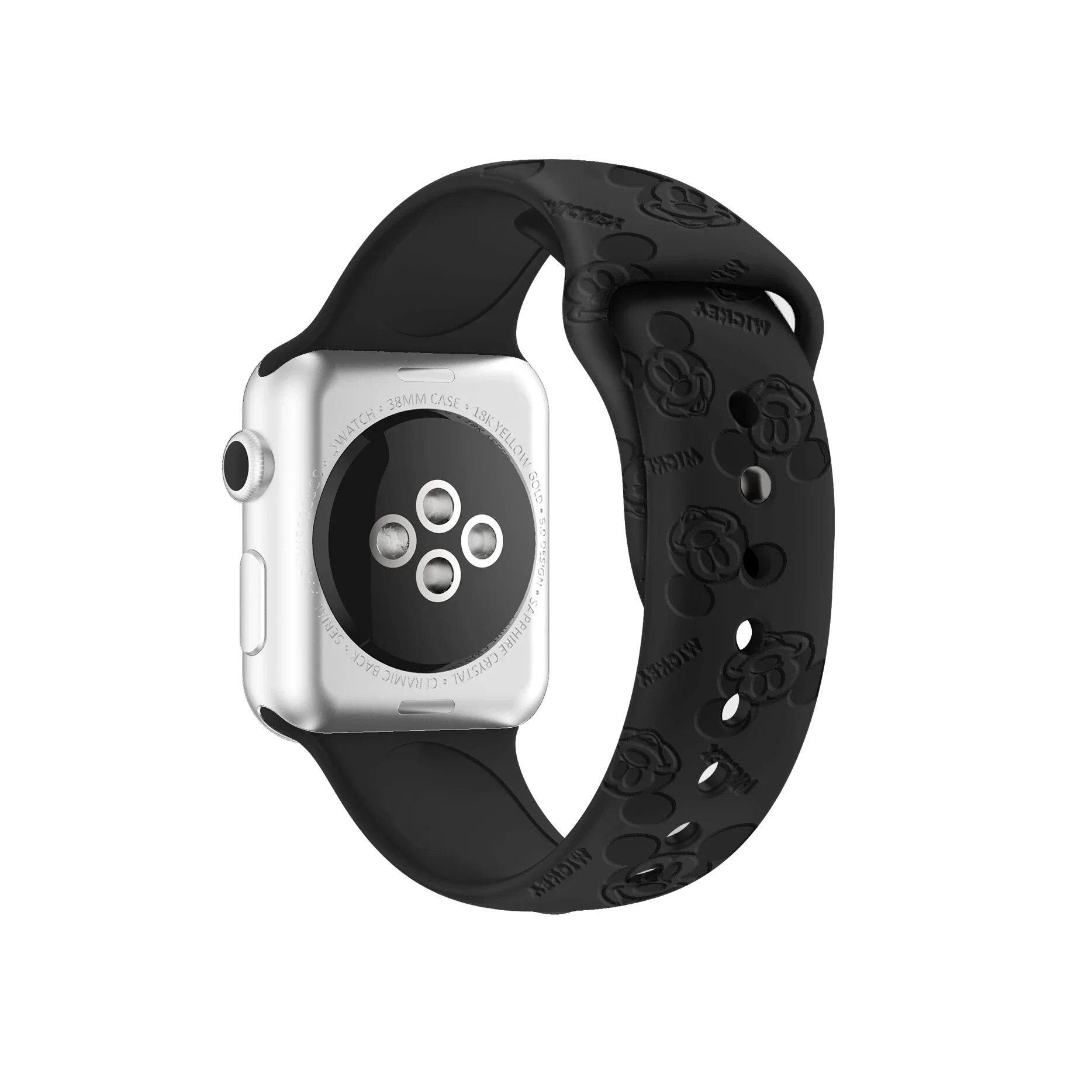 Silikonarmband mit Gravur für Apple Watch Series 9 41 mm 45 Ultra 2 49 mm Damenarmband für iWatch 8 7 4 5 6 se 42 mm 44 mm 38 mm 40 mm Armband 44mm schwarz