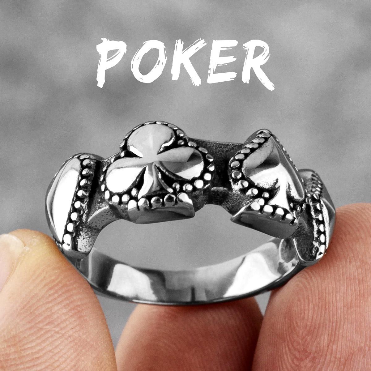 Viel Glück Poker Herz Pik Amulett Edelstahl Herrenringe Hip Hop für Männlich Freund Schmuck Kreativität Geschenk 13 black