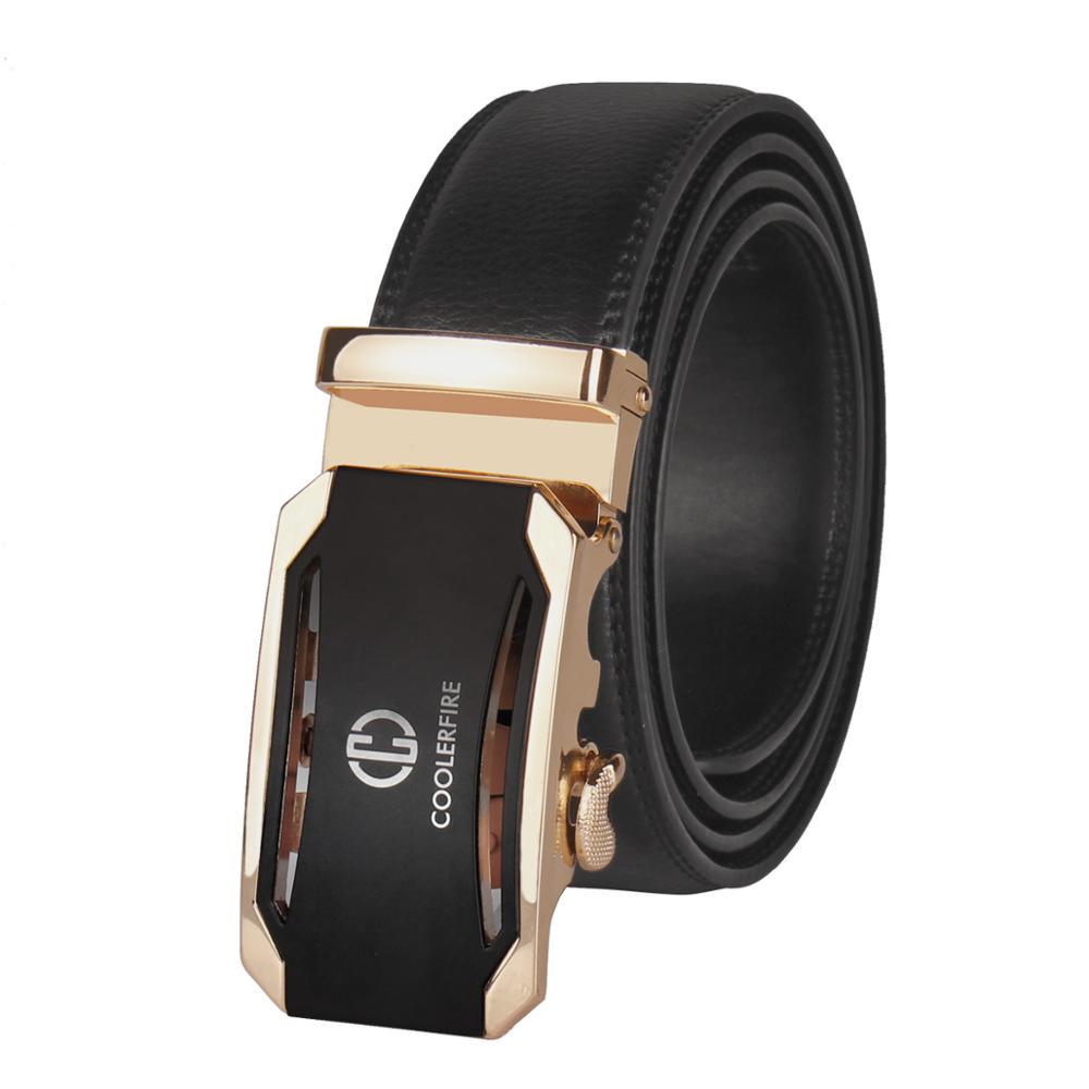 Automatische Schnalle Männer Gürtel Top Qualität Echtes Luxus Leder Gürtel für Männer Strap Männlich Metall 115cm gold