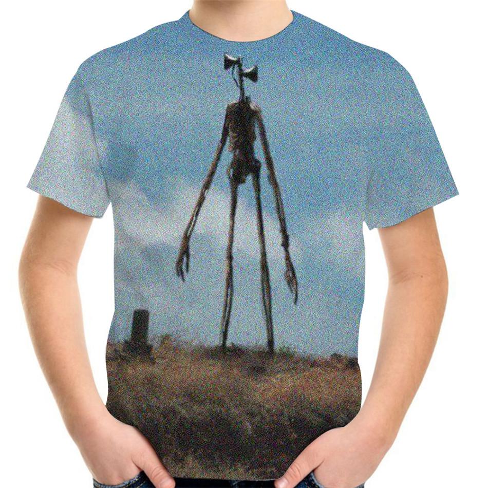 Kinder Geburtstag Kleidung SCP Horror Spiel Sirene Kopf Lustige 3d Print T-shirts Casual T Shirts Für Jungen Mädchen Sommer Kinder tees T-Shirts 150