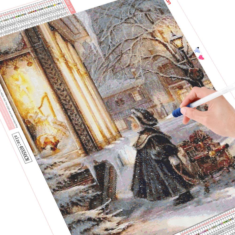 5D-Diamant-Malerei, voller Bohrer, Mädchen, Neuankömmling, Diamant-Kunst, Stickerei, Weihnachtsdekoration 20X30CM gray