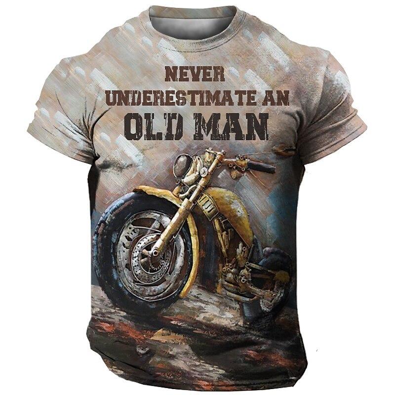 Vintage Motorrad Herren T-Shirt 3D-Druck Reiten Kurzarm Sommer Männliche Kleidung Casual Tops Klassische Biker Atmungsaktives T-Shirt 6XL