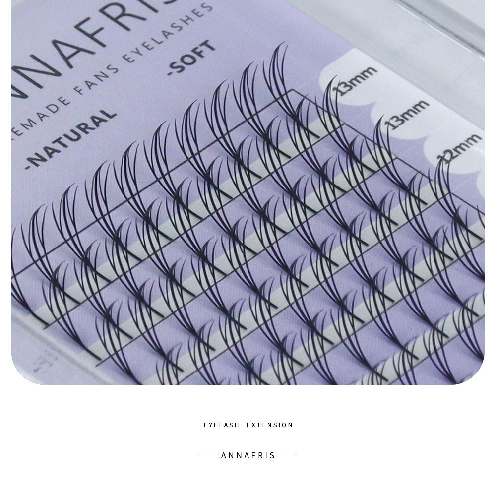 ANNAFRIS Anime Comic Spire Wimpernverlängerung Vorgefertigte Fächer Natürliches Kaschmir Manga Falsche Wimper Natürliche Weiche Federform Pteris Wimper Comic Elf 0.07mm D 9mm schwarz