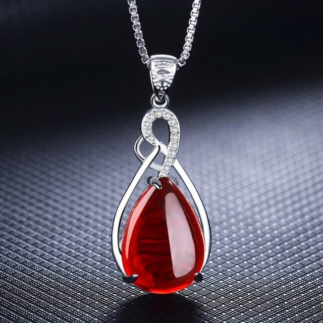 Halskette aus 925er-Sterlingsilber mit natürlichem Smaragd-Edelstein, Hochzeit, Verlobung, Cocktail-Halskette, Schmuck 45cm rot