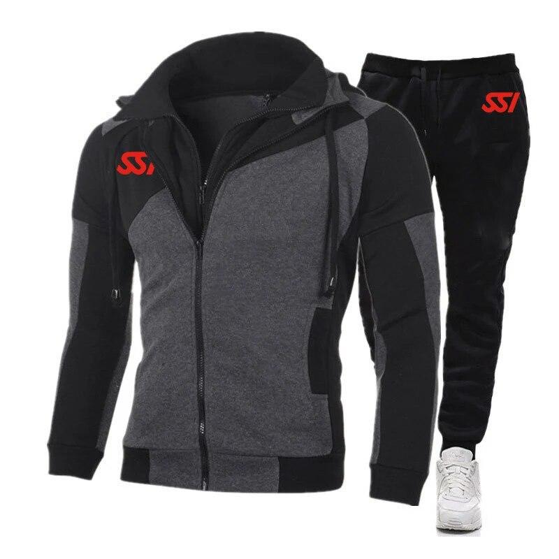 Scuba Diving Dive SSI Bedrucktes Herrenmode-Reißverschluss-Hoodie Sportbekleidung Jogging-Trainingsanzug Laufsportanzüge + Hose 2-teiliges Set XXL