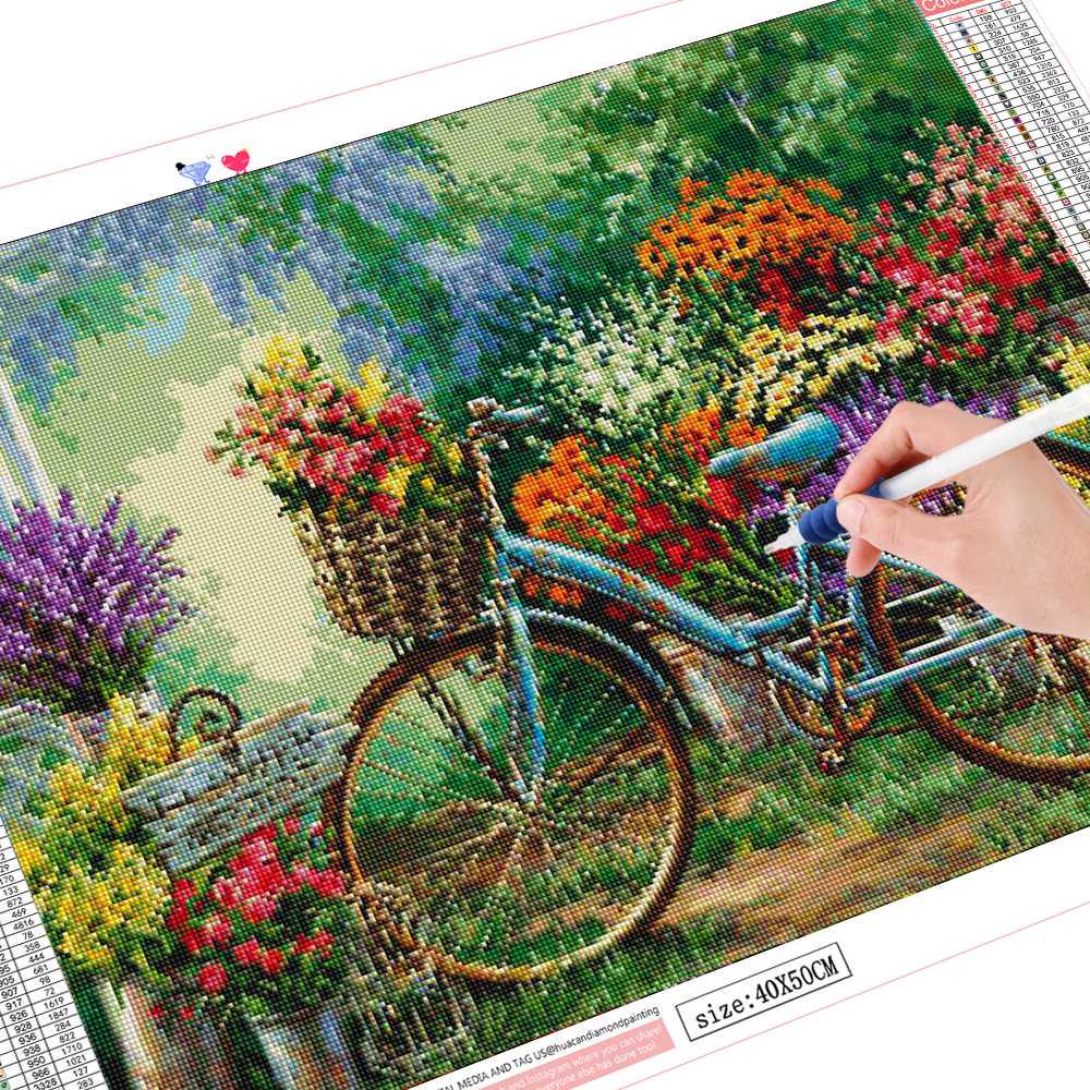 Volles rundes Diamant-Mosaik-Fahrrad-Diamant-Gemälde-Landschafts-Diamant-Stickerei 20X30