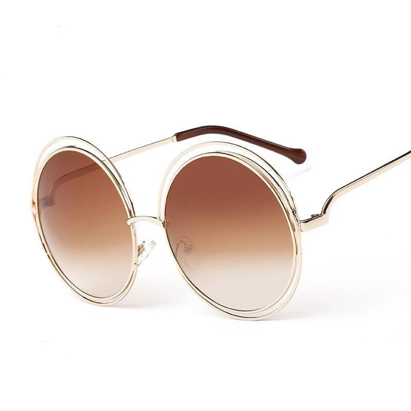Luxus Runde Sonnenbrille Damen Marke Designer Vintage Retro Übergroße Sonnenbrille Weiblich Sonnenbrille Für Frauen Sonnenbrille Spiegel EMA