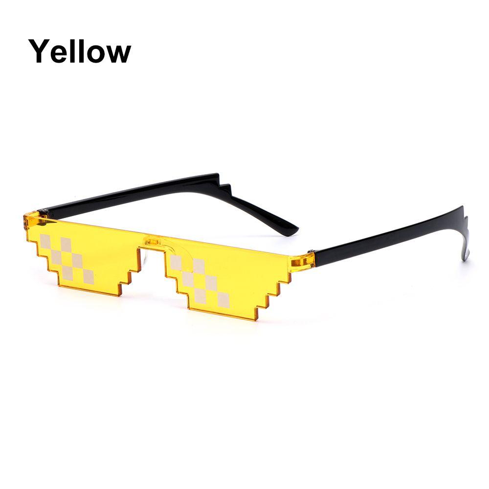 NEUES Design, lustige Mosaik-Sonnenbrille, Thug Life-Sonnenbrille, Pixel, Schwarz, Retro-Gamer-Roboter-Sonnenbrille, Geburtstagsparty, Cosplay, Gefälligkeiten gelb