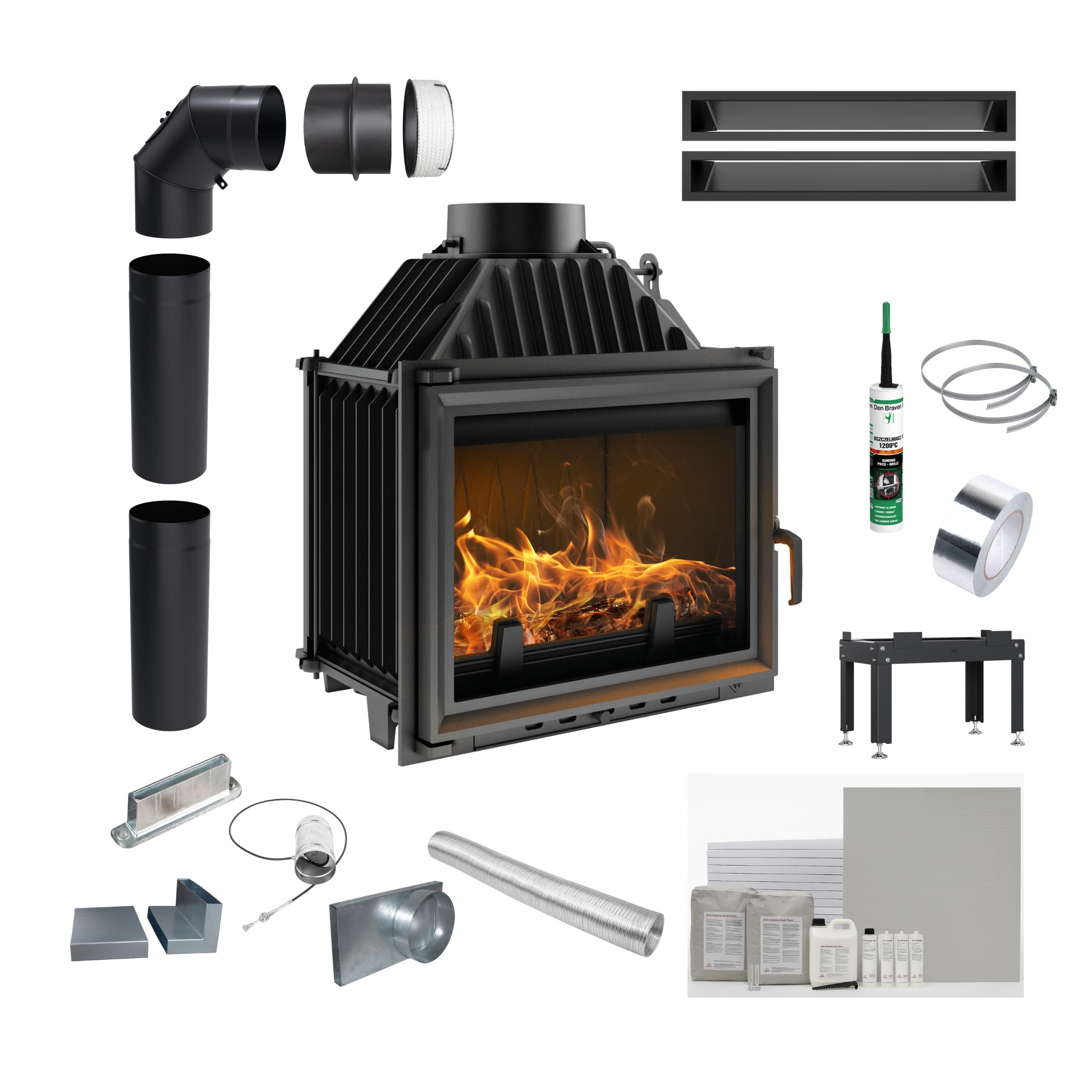 Kaminofen aus Gusseisen KRATKI MAJA 8kW Ø200 Holz EKODESIGN Installationsset