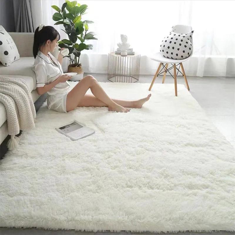 Große Fläche voller Schlafzimmerteppich, Wohnzimmer-Bodenmatte, Plüsch-Nachttischteppich, Sitzteppich, Innenteppich, Treppenstufen, warme Teppiche für das Wohnzimmer 200*230cm off-weiße