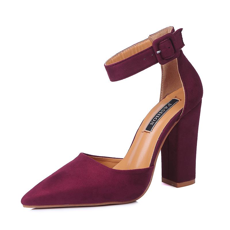 6 farbe Sexy Retro Schuhe Mit Hohen Absätzen Frauen Mode High Heels Pumps Hohe Starke Heels Schuhe Herbst Mode 40 wein rot