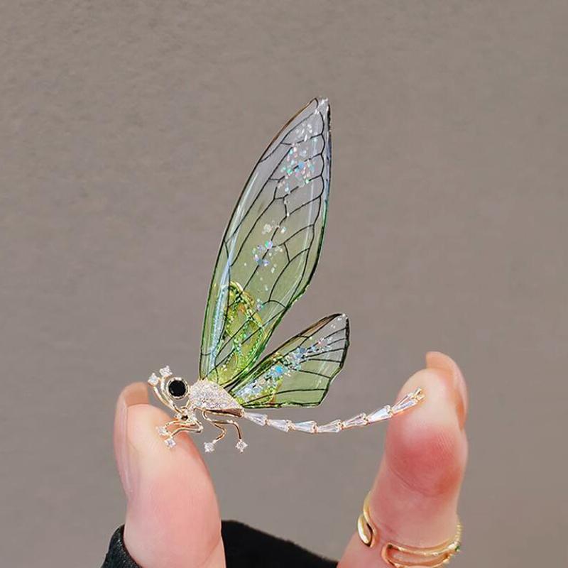 Grün Violett 2 Farbe Nischendesign Senior Sense Libelle Brosche Licht Luxus Anzug Pin Persönlichkeit Corsage Zubehör grün
