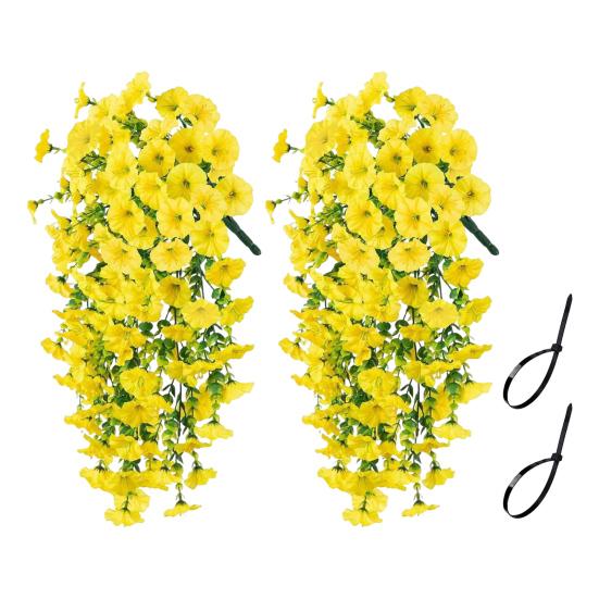 1/2 Stück Hängende Künstliche Prunkwinde UV-Beständig Kunstblume Hochzeitsfeier Innen Außen Garten Wandbehang Kunstblumen Dekoration 2pcs C