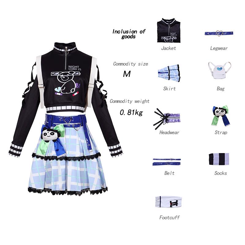 Anime Project Sekai Colorful Cosplay Kostüm Asahina Mafuyu Mizuki Yoisaki Kanade Shionome Ena Kostüm mit Tasche Anzüge 2XL 60-65kg schwarz