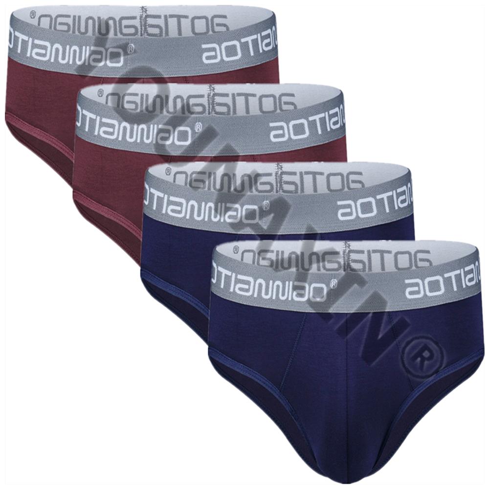 4 Stück große Slips für Herren, Unterwäsche, Unterhose, für Herren, große Schlüpfer, Unterhose, Modal-Unterwäsche, L, XL, 2XL, 3XL, 4XL, 5XL 2XL blau/wein rot