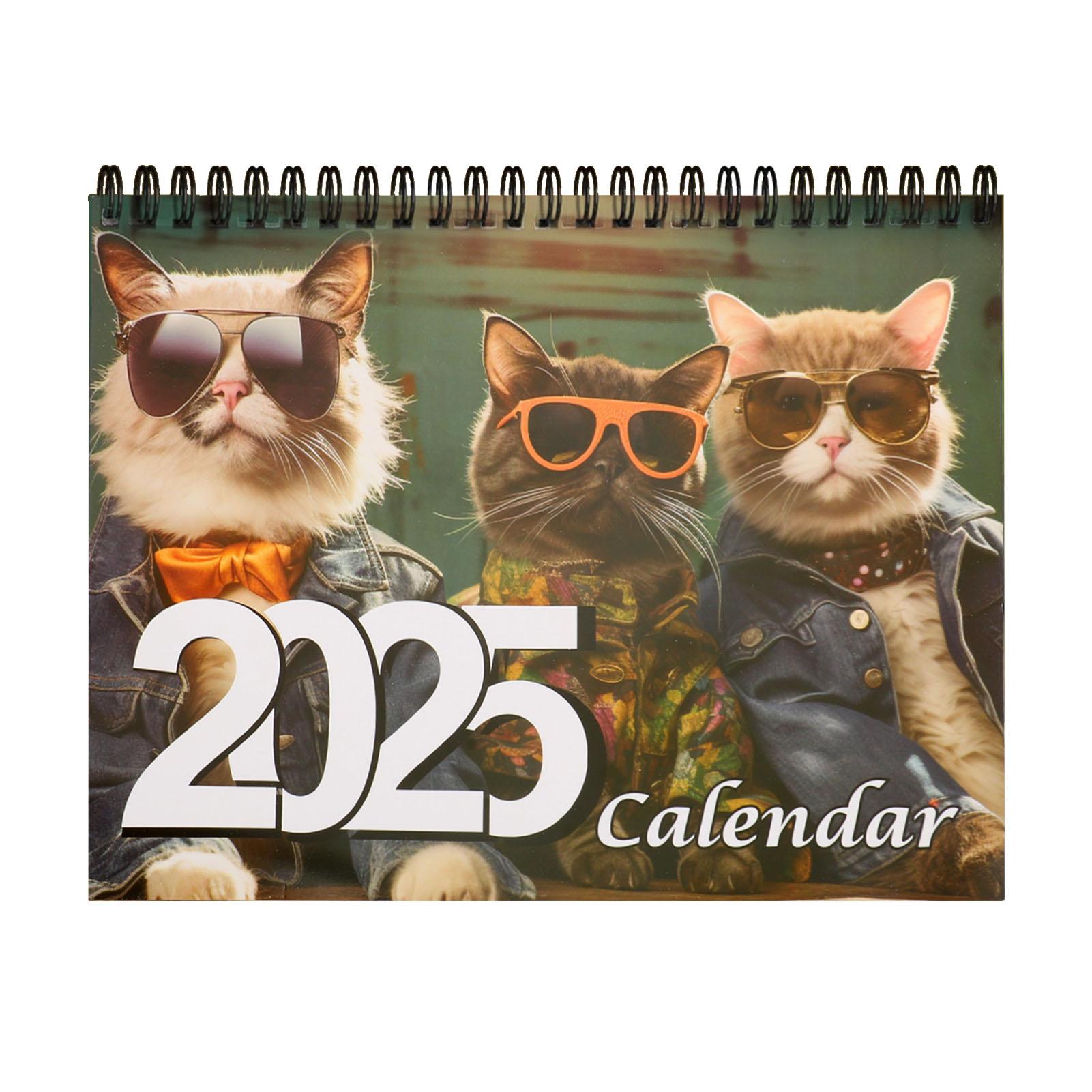 Tischkalender Monatsplaner Klares Bild Leuchtend Farbig 2025 Stilvoller Katzenkalender für Täglich