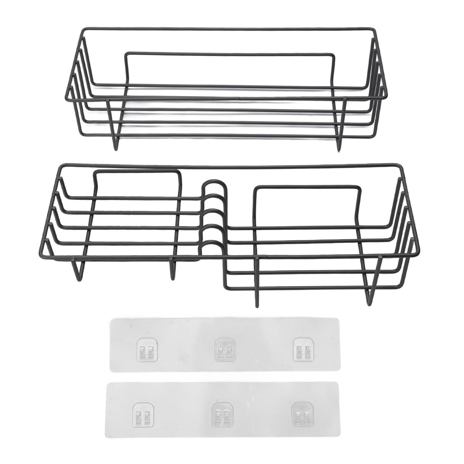 Klebe Duschregale Eisen Doppelschicht Wandmontierte Körbe Organizer Ablage für Badezimmer Grau