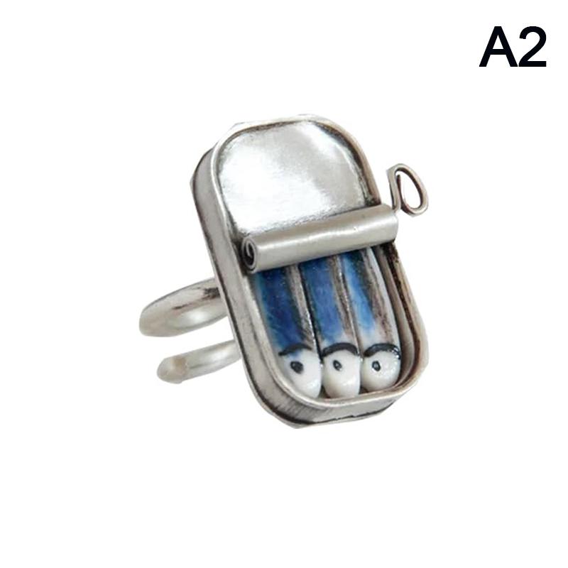 Sardinen in Dosen Verstellbarer Ring/Halskette Lustiger Ring Legierung von Sardinen Ring Geschenk Ausgefallener Ring Halskette Ornament, Sardinendose