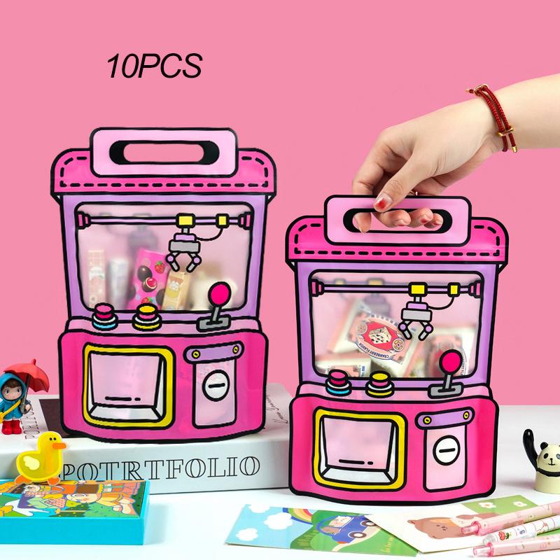 10 Stücke Lebensmittelqualität Cartoon Puppe Form Süßigkeiten Kekse Snack Abdichtung Taschen Hochzeit Kindergeburtstag Party Geschenkbeutel 18*25CM rosa
