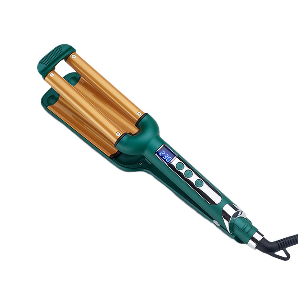 Professioneller Lockenstab mit 3 Zylindern, Eierrollenstäbe, Lockenstab, dreifacher Keramikzylinder mit LCD-Display, Crimper, Wellen, Lockenwickler EU
