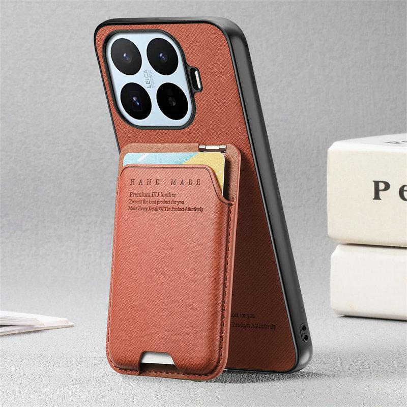 Für Xiaomi 17T Pro 5G 2026 Luxus Hülle Armor Leder Kartenhalter Etui für Xiaomi 17T Rückabdeckung Mi 17T 17 T Pro Funda Xiaomi 17T braun