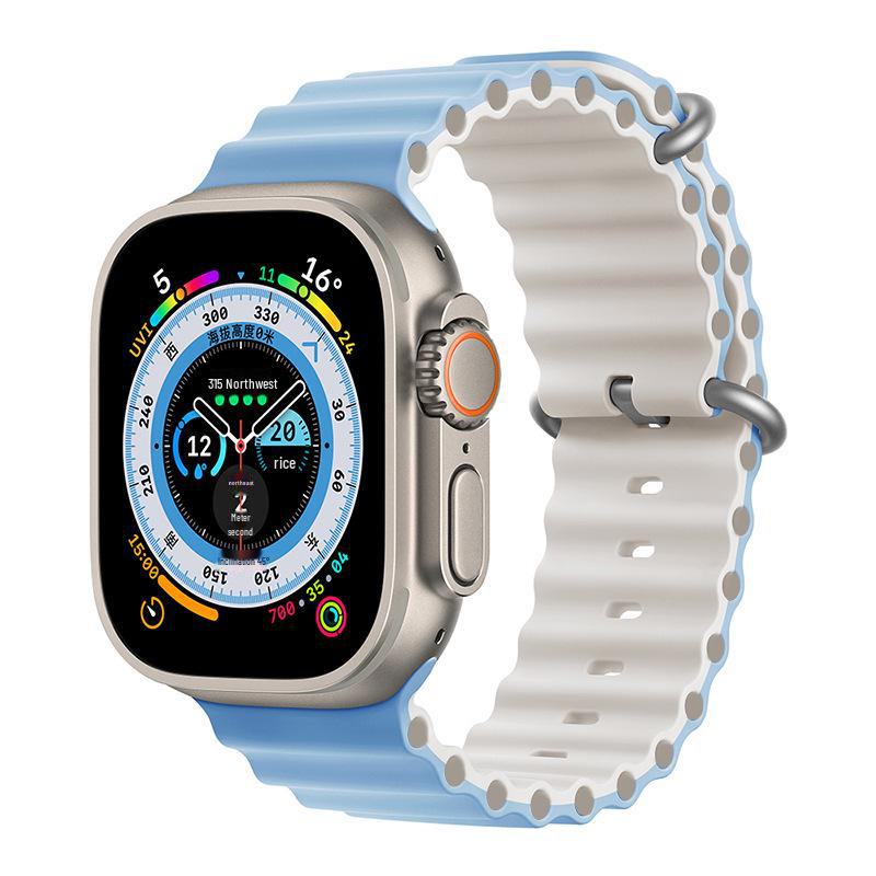 Apple Marine Uhrenarmband: Zweifarbiges Silikonarmband für Apple Watch 8/7/SE/Ultra – Perfekt für den Sport 42/44/45/49 mm
