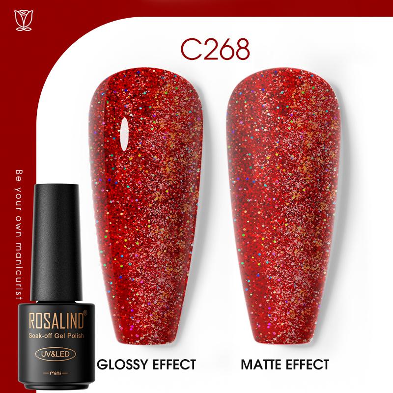 ROSALIND Laser Top Coat Gel-Nagellack, hell, semi-permanent, Soak-Off-UV-Mehrfarben-Nagellack, Gel-Lack-Hybrid für Nail-Art-Design, LED/UV-Lampe