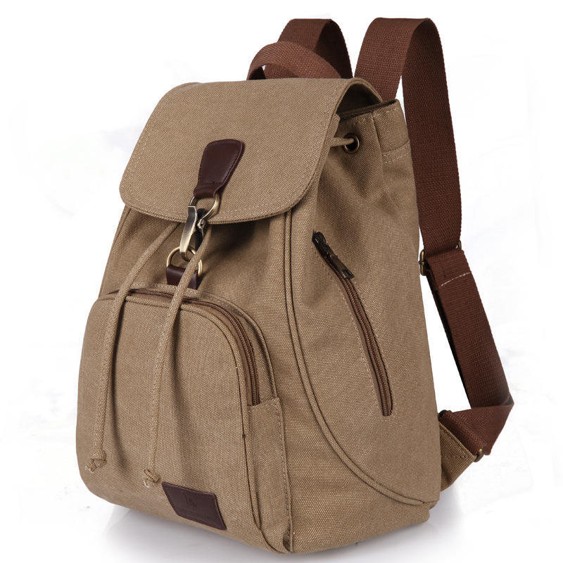 Rucksack Outdoor Canvas Rucksack Retro Mode Rucksack Damen Umhängetasche khaki