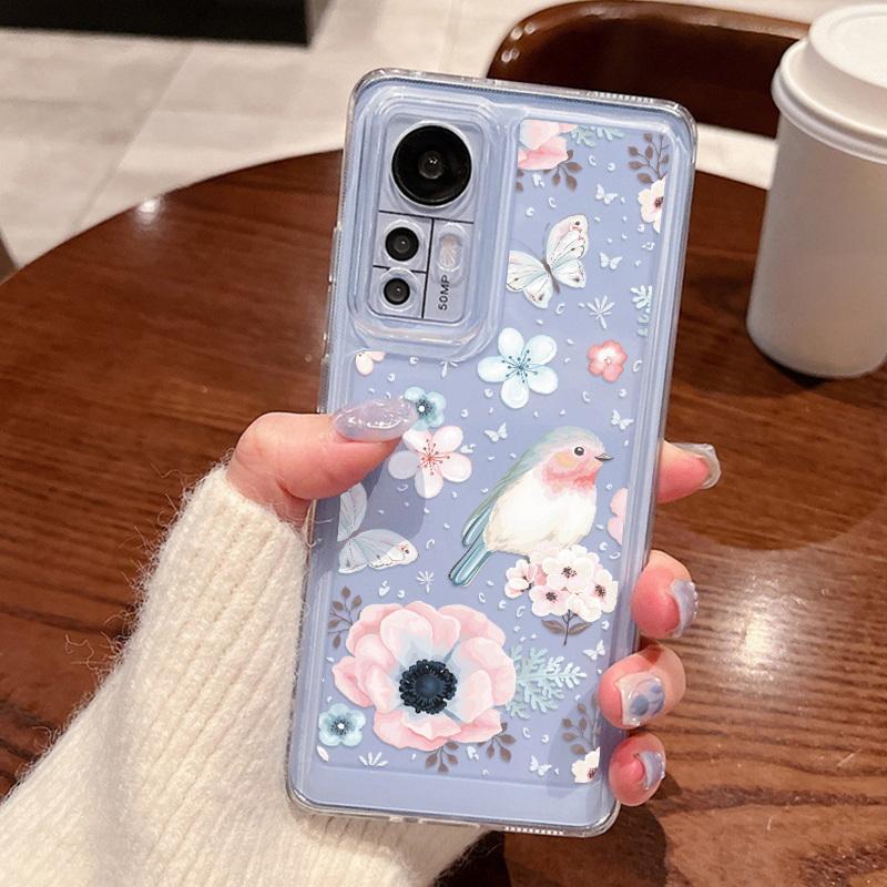 Farbmuster Transparente Handyhülle für Xiaomi 13T 11T Redmi Note 12 11 Pro stoßfeste Schmetterling Herz Floral klare weiche Silikon Handyhülle Xiaomi 13T Pro