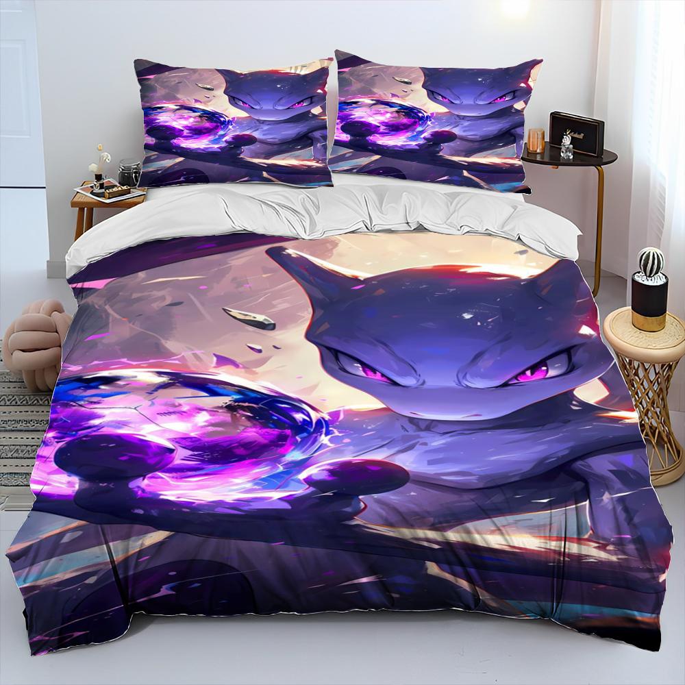 3D Cartoon Pikachu Pokemon Monster Bettdecke Bettwäsche Set Bettbezug Bett Set Steppdecke Bezug Kissenbezug Queen Bettwäsche Set Erwachsene Kinder AU Double(180*210cm)3pcs