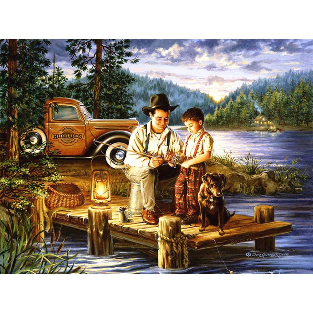 5D DIY Diamant Malerei Porträt Vater Kind Hause Dekoration Stickerei Strass Bild Kristall Bild 20X30CM