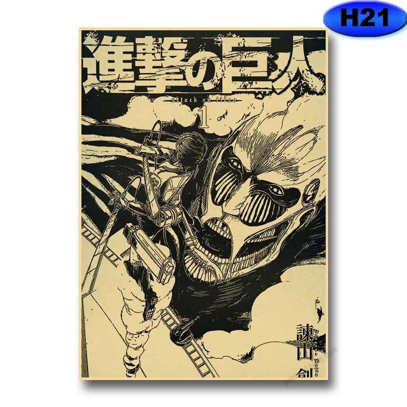 Attack on Titan Staffel 4 Poster Retro Kraftpapier Poster Drucke Anime Dekor Zuhause Wohnzimmer Bar Kunst Malerei Wandaufkleber 42x30cm