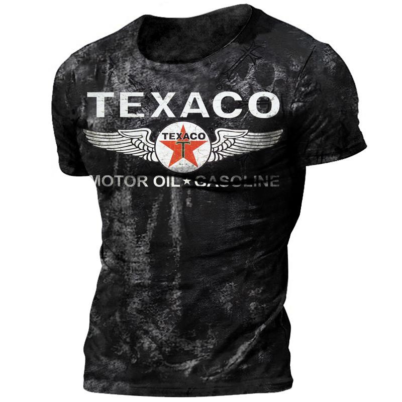 Vintage Mode T-shirts Für Männer 3d Gedruckt Männer der Texaco Streetwear Klassische Sportswear Übergroßen 6xl Tops T Shirt Mann Kleidung XL black