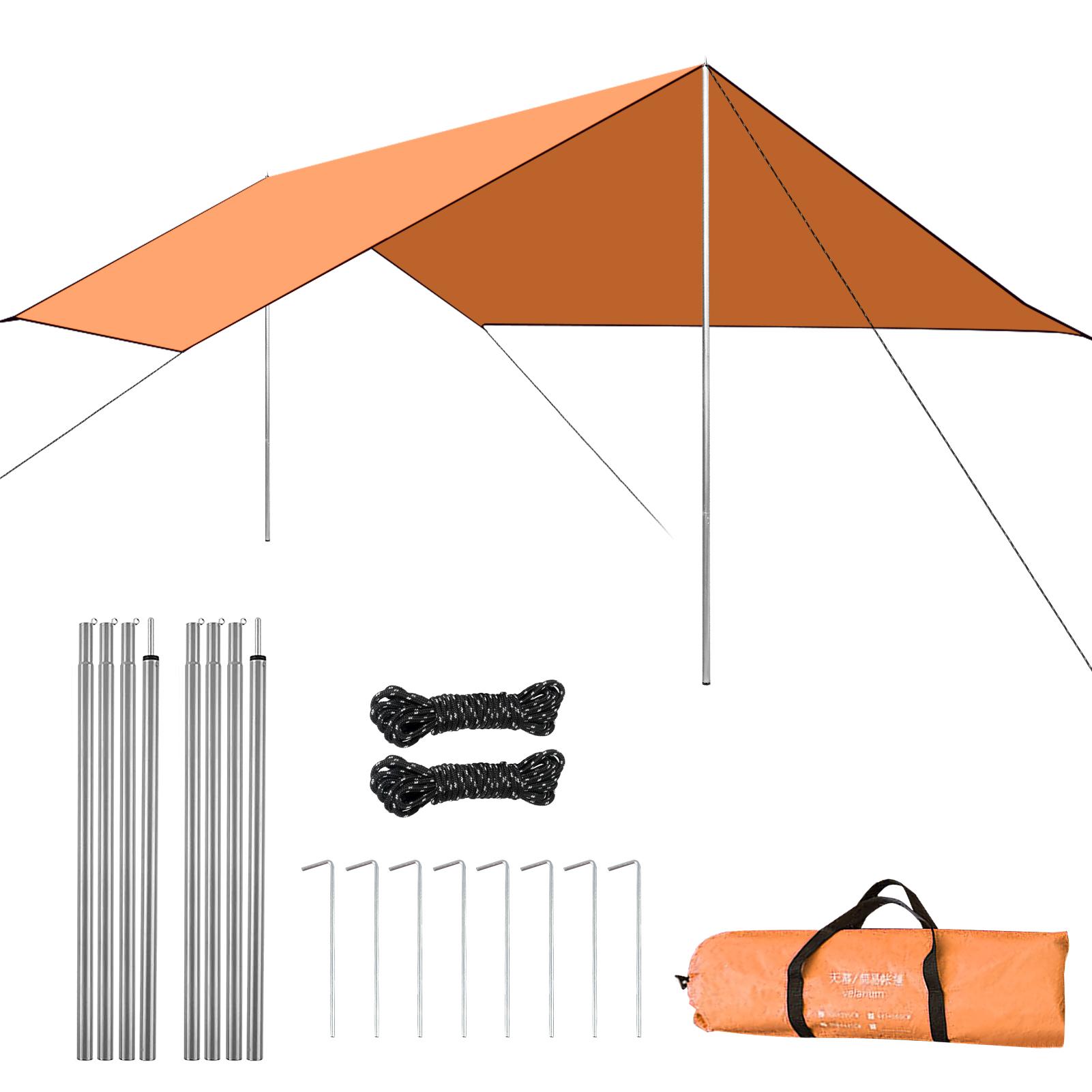 Camping-Markise, Überdachung, UV-Schutz, Regen, Fliegenplane, Sonnenschutz, Unterstand, Picknickdecke für den Außenbereich M 300x445cm orange