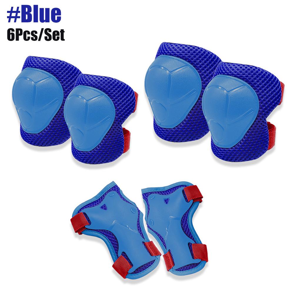Knie- und Ellbogenschoner Handgelenkschoner 3-in-1 Kinderschutzausrüstungsset Ideal für BMX Inline-Skating Fahrrad Rollschuhlaufen Reitsport blau