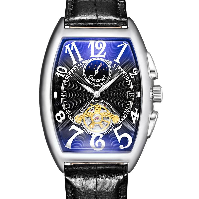 Neue Topmarke Herrenuhr Weinfass Mechanische Uhr Automatische Mechanische Uhr Tourbillon Sonne Mond Stern Herrenuhr