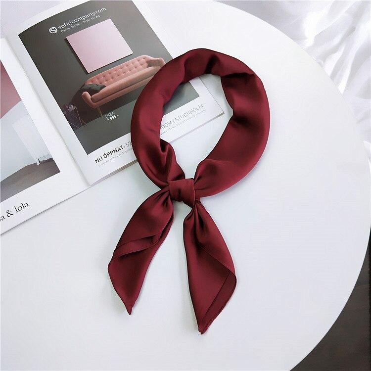 Mode Kopftuch Frauen Hijab Schal Seide Satin Neck Schals Weibliche 70 cm * 70 cm Platz Bandana Kopf Haar Schals wein rot