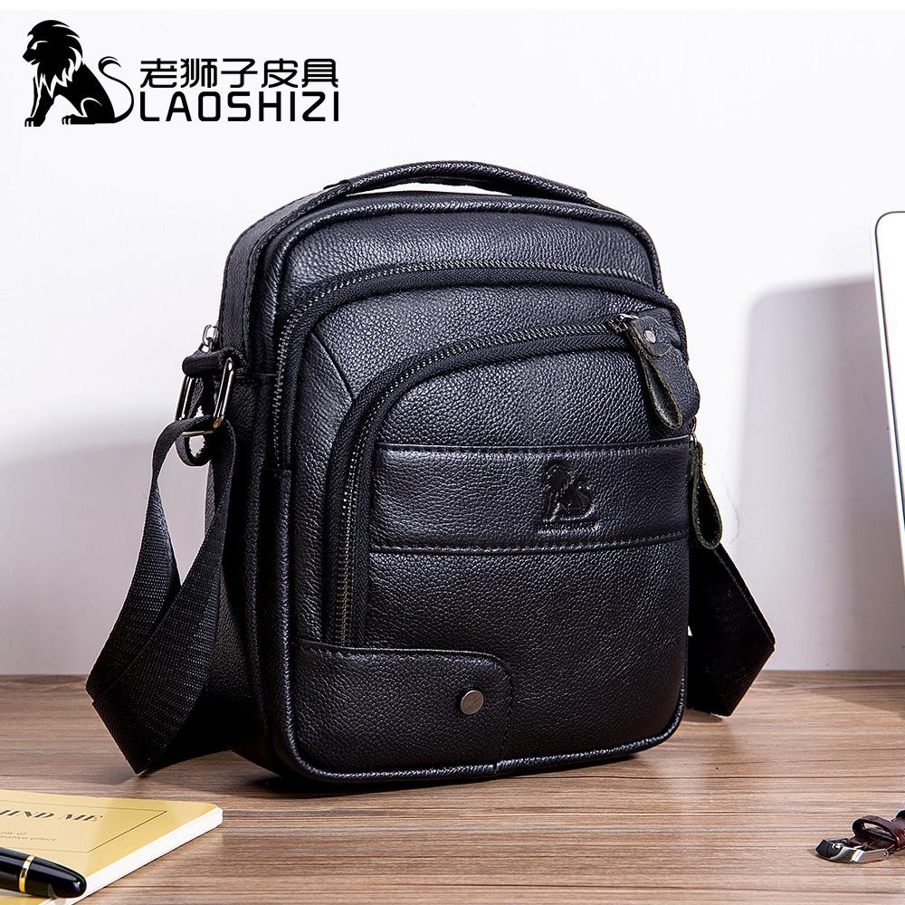 LAOSHIZI Tasche Herren Leder Herren Handtaschen Satchel Bag Leder Herren Shoudler Bag Messenger Bag Herren Umhängetaschen Desinger Bags schwarz
