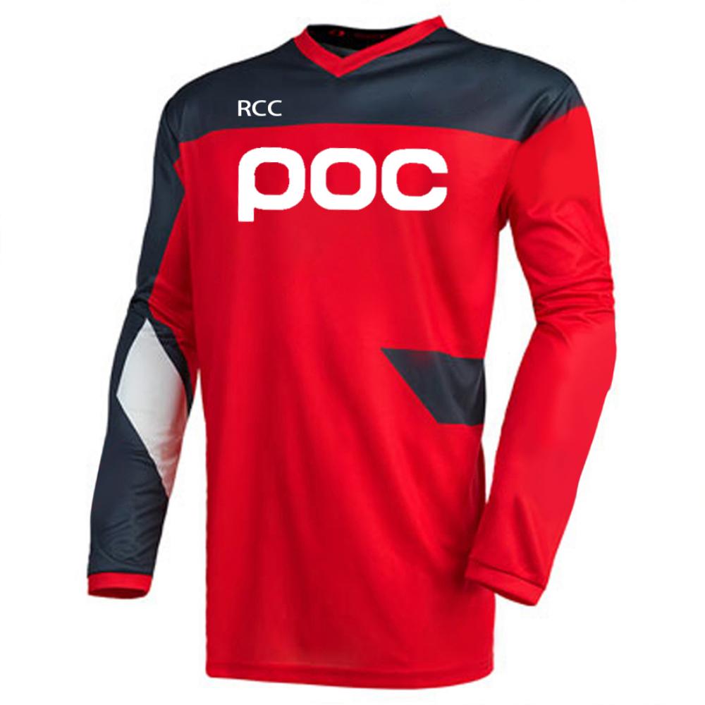 POC Herren Offroad-Radtrikot Downhill Mountainbike DH Shirt MX Motorrad Langarm-T-Shirt XL rot