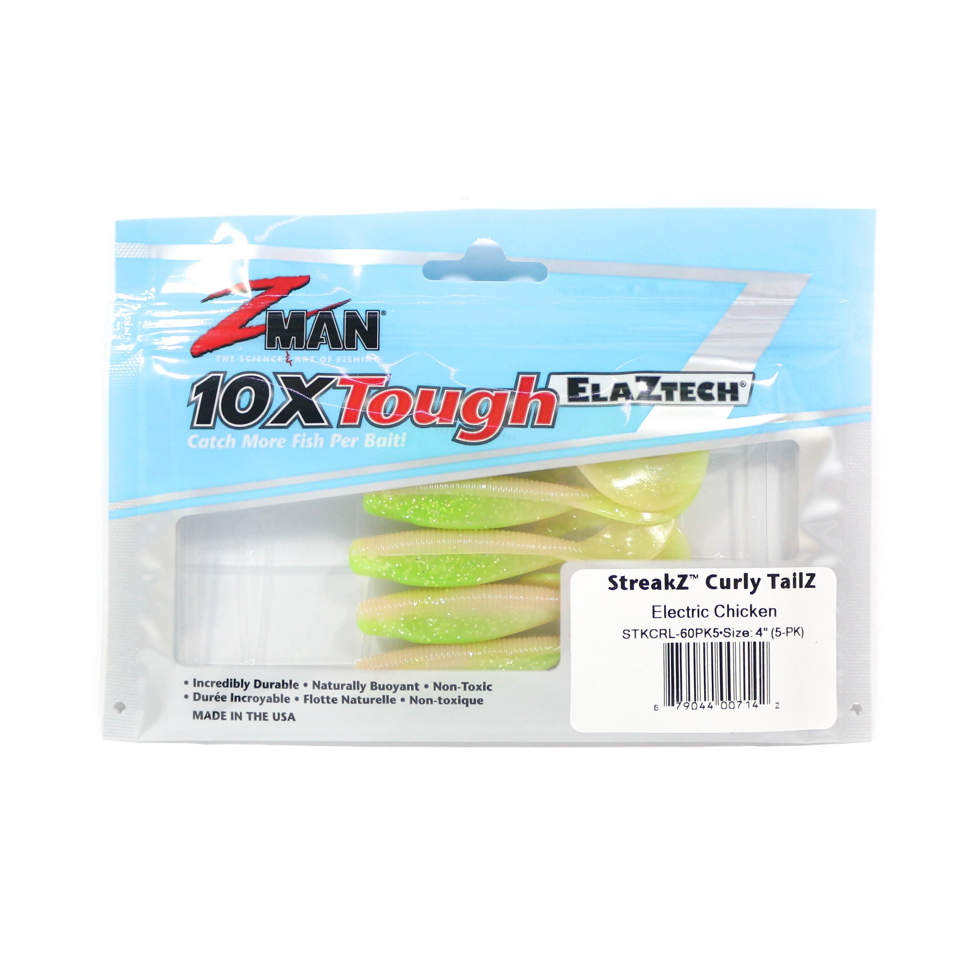 Zman Soft Lure StreakZ Curly 4 Zoll 5 pro Packung Electric Chick (7142)