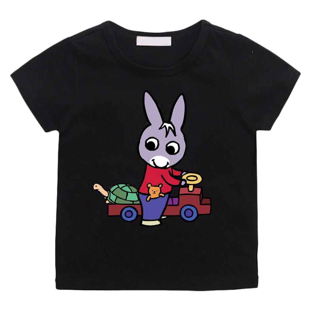 Lane Trotro 100% Baumwolle Cartoon T-Shirt Jungen Mädchen T-Shirt Sommer T-Shirts Bequem Hohe Qualität Rundhals Tops Kinderkleidung 100 schwarz