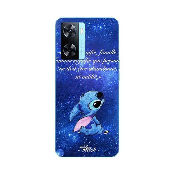 Coque pour Oppo A57 4G Stitch disney stitch mignon Ohana means family schwarz