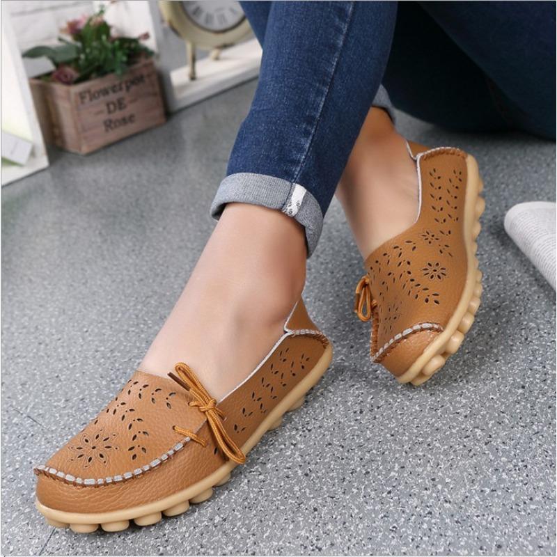 Damen Flache Schuhe Mode Damen Freizeitschuhe Atmungsaktive Damen Loafer Flacher Komfort Mama Schuhe Damen 44 hellbraune