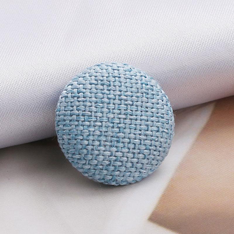 10 Stücke Kleid Hemd Runde Kleidung Diy Metall Knöpfe Stoff Knöpfe Stoff Bezogene Leinen Schaft Knöpfe 25MM hellblaue