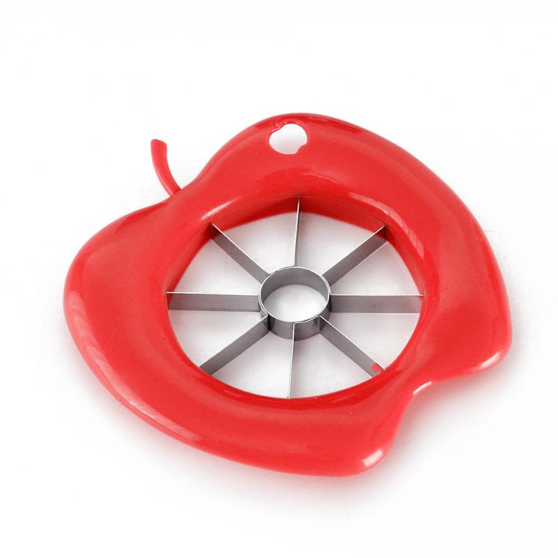 Edelstahl Apple Slicer Cutter mit Komfort Griff für Küche Obst Schäler Birne Teiler Apple Corer rot