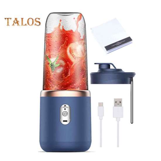 Tragbarer Entsafter-Mixer, Fruchtsaftmixer, 400 ml, große Kapazität, BPA-frei, wiederaufladbar, kabellos, elektrischer Entsafter B blau