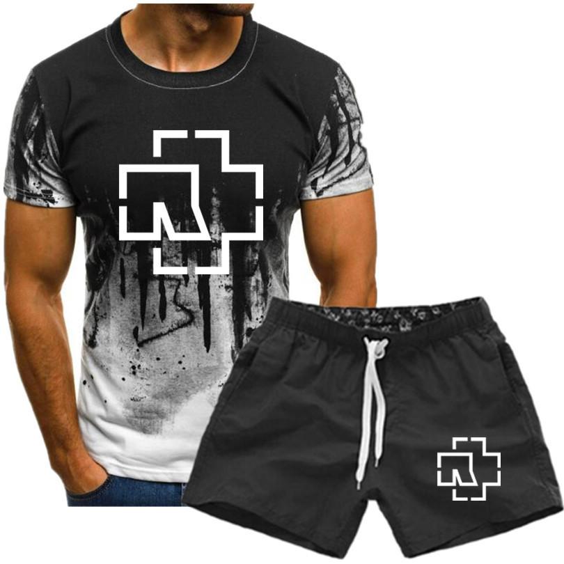 Herren Rammstein bedrucktes T-Shirt Fan Kurzarm Grafik T-Shirt Sommer Herrenanzug XXXL weiß