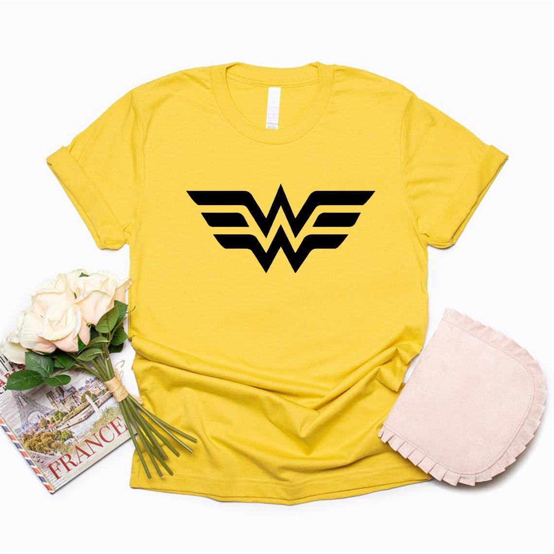 Wonder Frau T-Shirt Frauen Krieger T-Shirts Superhelden T-Shirt Frauen Power Shirts Muttertagsgeschenk Lässige T-Shirts Tops XL gelb