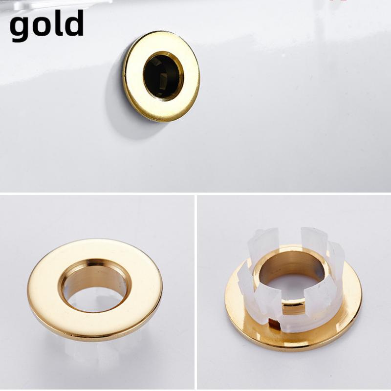 3 teile/los Bad Becken Wasserhahn Waschbecken Überlauf Abdeckung Messing Sechs-Fuß Ring Einsatz Ersatz Loch Abdeckung Kappe Chrom Trim Bad zubehör 3pc Gold