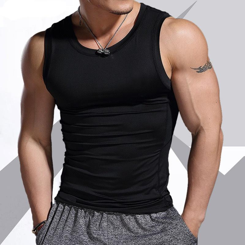Herren Sport Fitness Weste Casual ärmelloses elastisches Tank Top Fitness Tops S schwarz